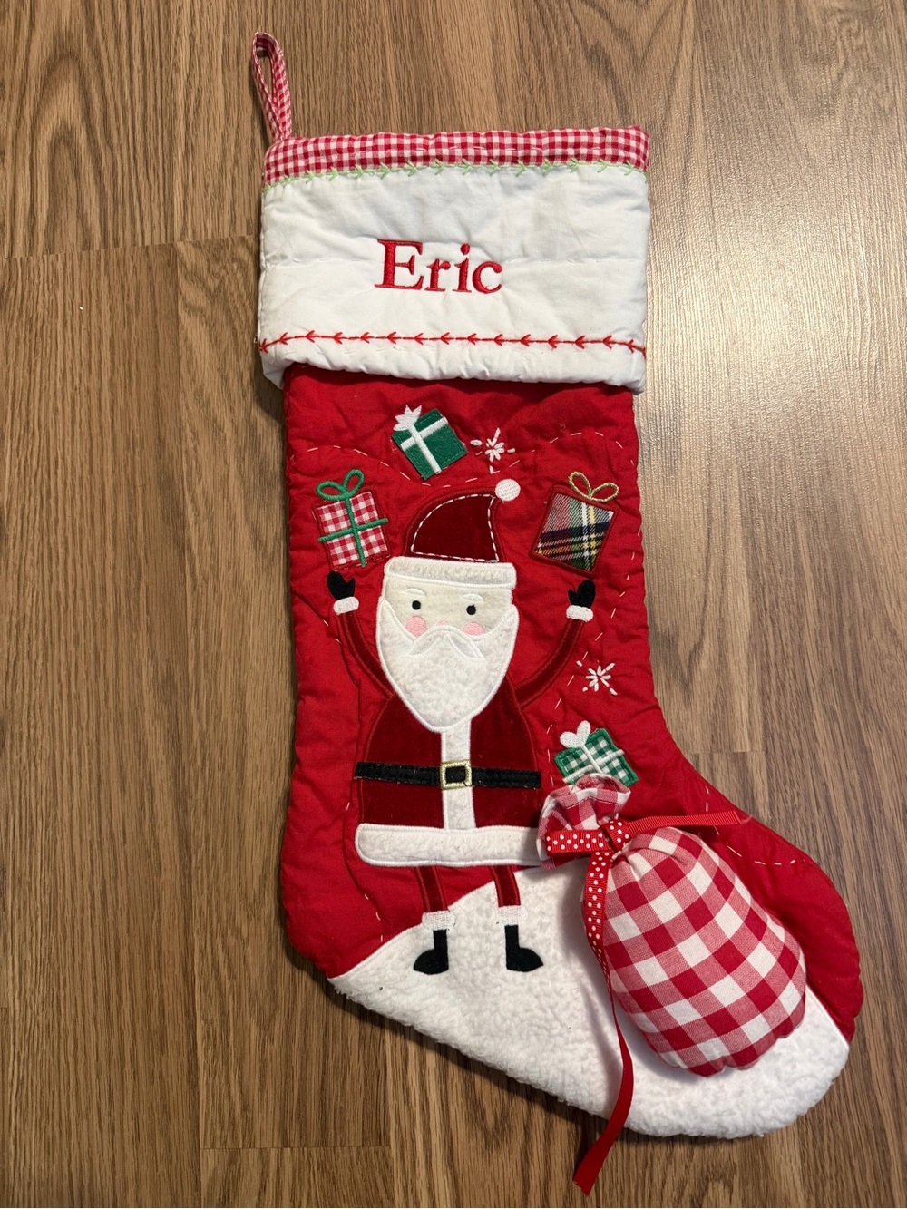 Pottery Barn Personalized Red Santa Christmas Stocking with “Eric” Embroidered